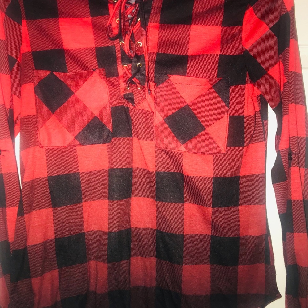 🔴⚫️ Wishful Park Plaid Women’s long Sleeve top S. - Picture 5 of 5